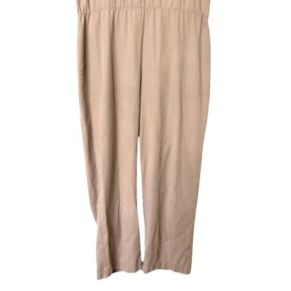 Vintage tan cotton blend minimalist jumpsuit utility overalls - Picture 3 of 14